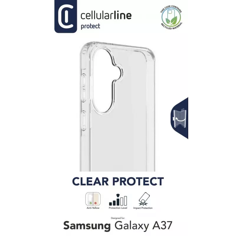 Cellularline Clear Protect - Galaxy A37 cietais vāciņš ar gumijas malām