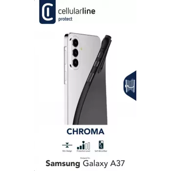 Cellularline CHROMA – Galaxy A37 krāsains TPU vāciņš ar matētu, mīkstu pieskāriena apdari un skrāpējumizturīgu mikrošķiedras oderi. Aizsargā malas un pogas, nemainot tālruņa dizainu.