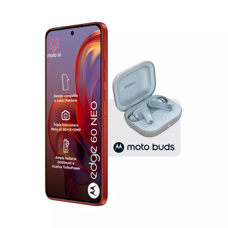 Motorola edge 60 neo + Moto Buds PG38C05749 16.1 cm (6.36 collas) Dual SIM Android 15 5G USB Type-C 8 GB 256 GB 5200 mAh sarkans