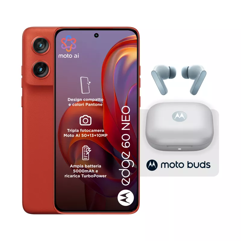 Motorola edge 60 neo + Moto Buds PG38C05749 16.1 cm (6.36 collas) Dual SIM Android 15 5G USB Type-C 8 GB 256 GB 5200 mAh sarkans