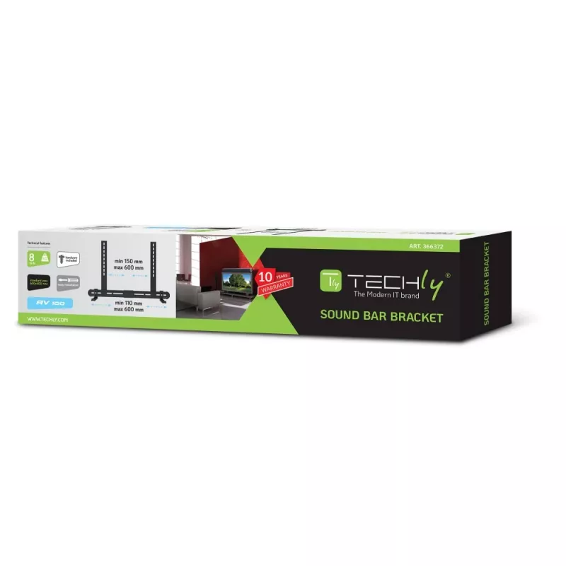 Techly Universal Wall Mount Soundbar Bracket Max VESA 600x400