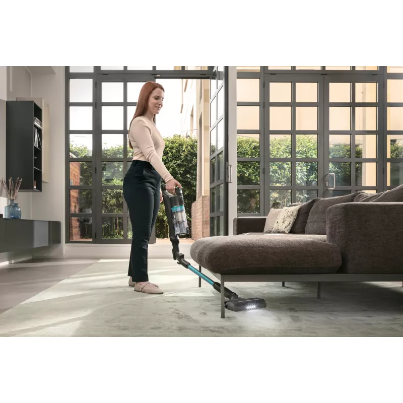 Hoover HF1P10PX 011 Stick vacuum baterija Dry Foam, Micro Bagless 0.7 L 165 W Melns, Turquoise 22 Ah