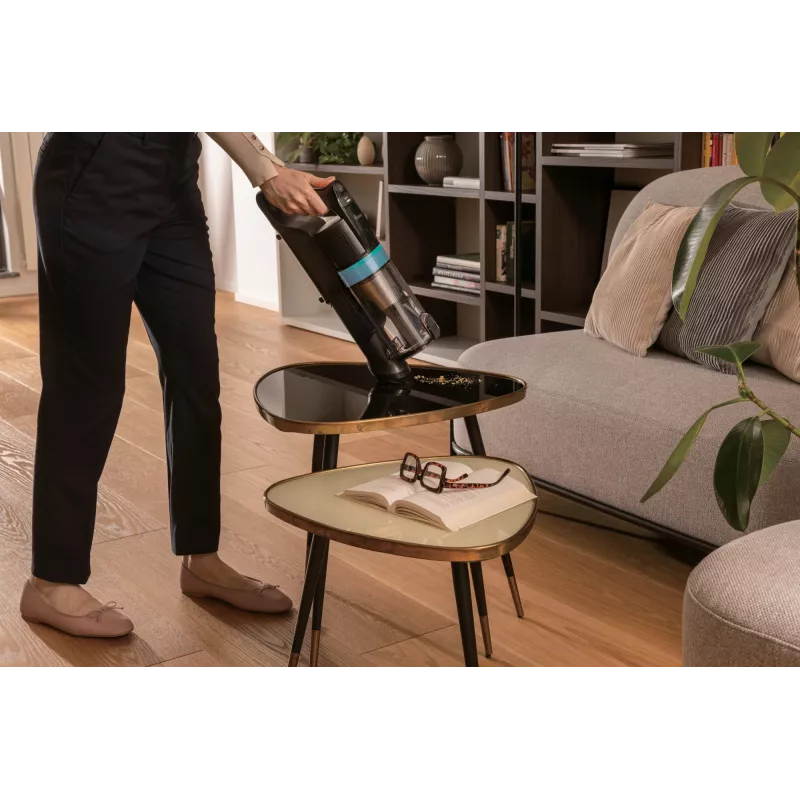 Hoover HF1P10PX 011 Stick vacuum baterija Dry Foam, Micro Bagless 0.7 L 165 W Melns, Turquoise 22 Ah