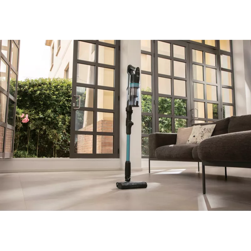 Hoover HF1P10PX 011 Stick vacuum baterija Dry Foam, Micro Bagless 0.7 L 165 W Melns, Turquoise 22 Ah
