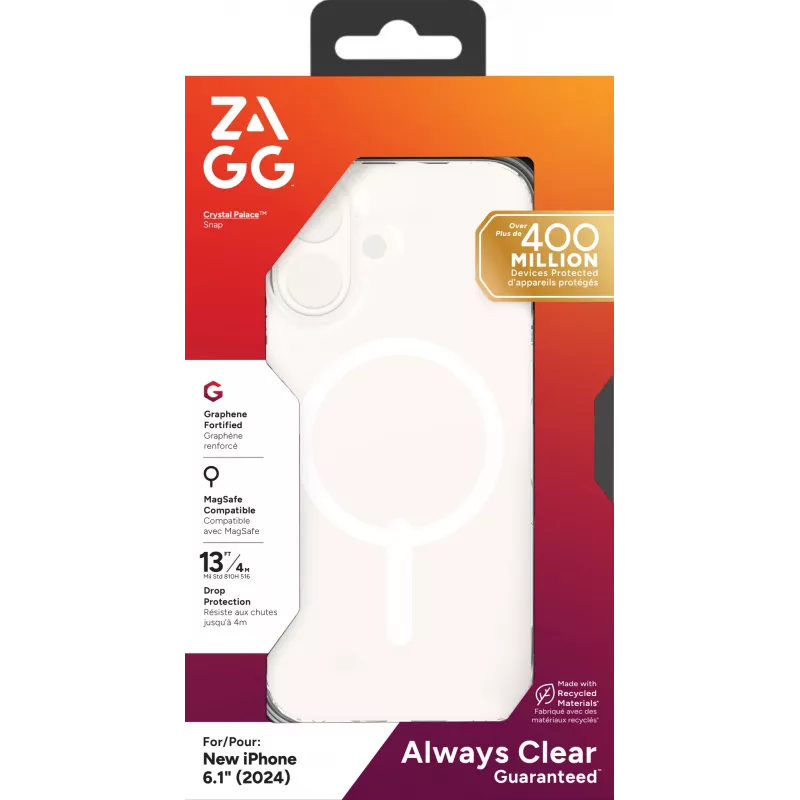 ZAGG Cases Crystal Palace Snap Apple iPhone 16 Clear, Vāciņš, Apple, iPhone 16, 15.5 cm (6.1 collas), Caurspīdīgs