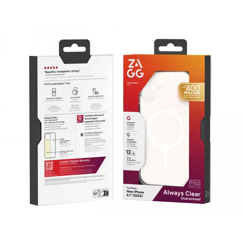 ZAGG Cases Crystal Palace Snap Apple iPhone 16 Clear, Vāciņš, Apple, iPhone 16, 15.5 cm (6.1 collas), Caurspīdīgs