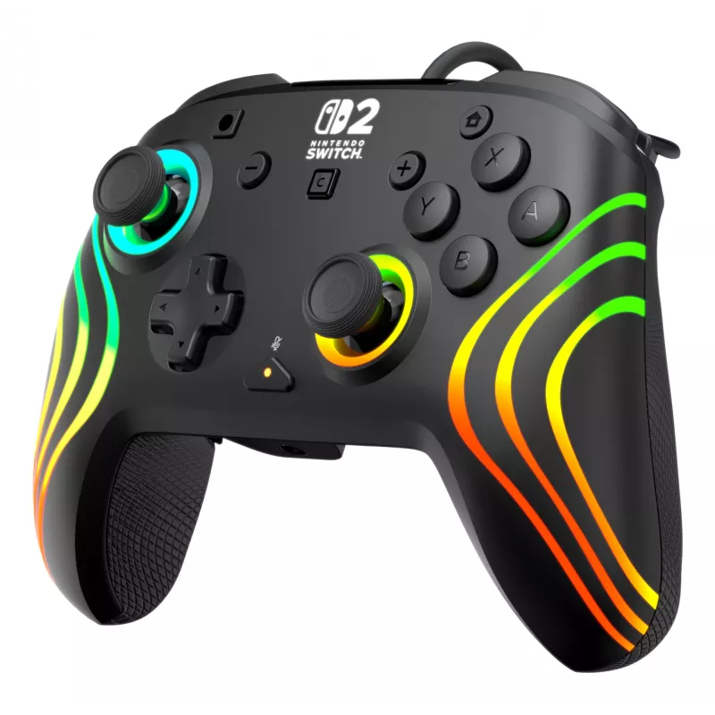 Gamepad Turtle Beach Afterglow Wave Melns vadu RGB kontrolieris Nintendo Switch / Switch 2, USB-C, 3 m kabelis