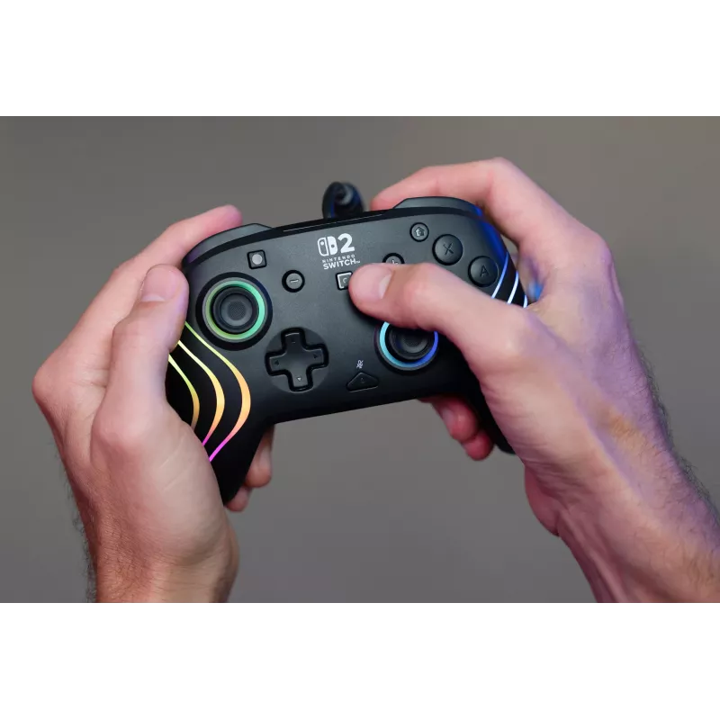 Gamepad Turtle Beach Afterglow Wave Melns vadu RGB kontrolieris Nintendo Switch / Switch 2, USB-C, 3 m kabelis