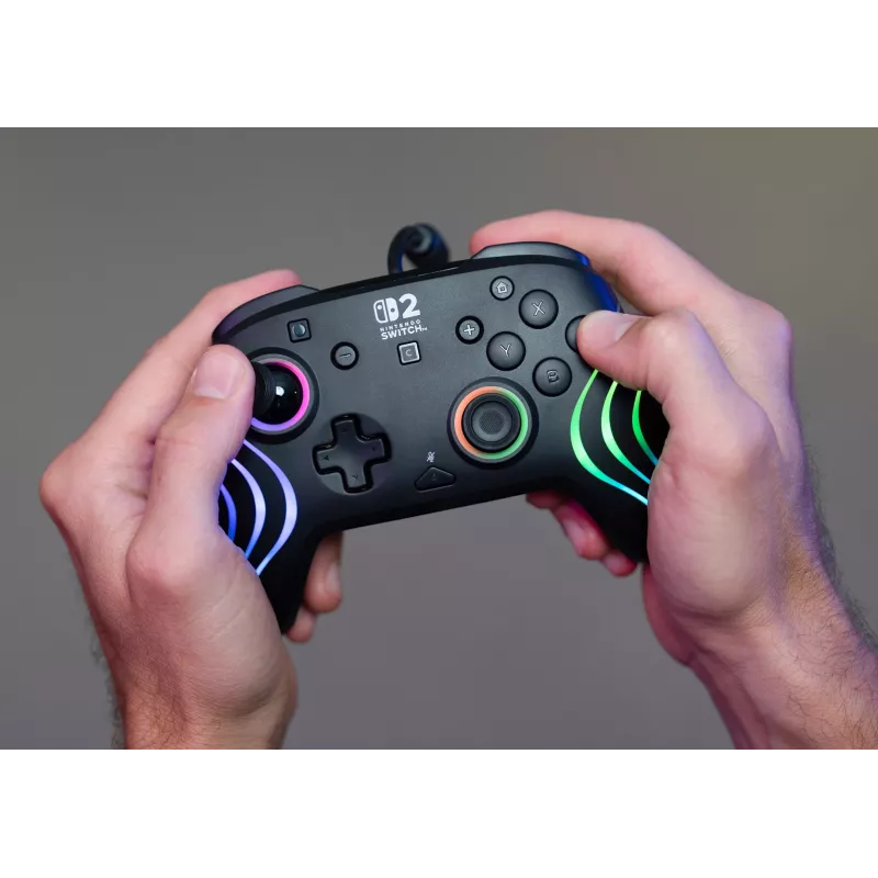 Gamepad Turtle Beach Afterglow Wave Melns vadu RGB kontrolieris Nintendo Switch / Switch 2, USB-C, 3 m kabelis