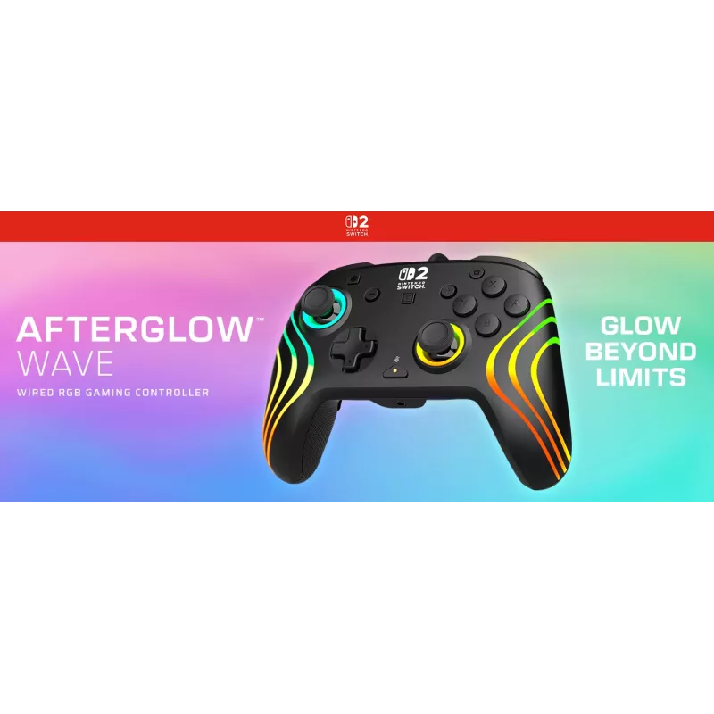 Gamepad Turtle Beach Afterglow Wave Melns vadu RGB kontrolieris Nintendo Switch / Switch 2, USB-C, 3 m kabelis