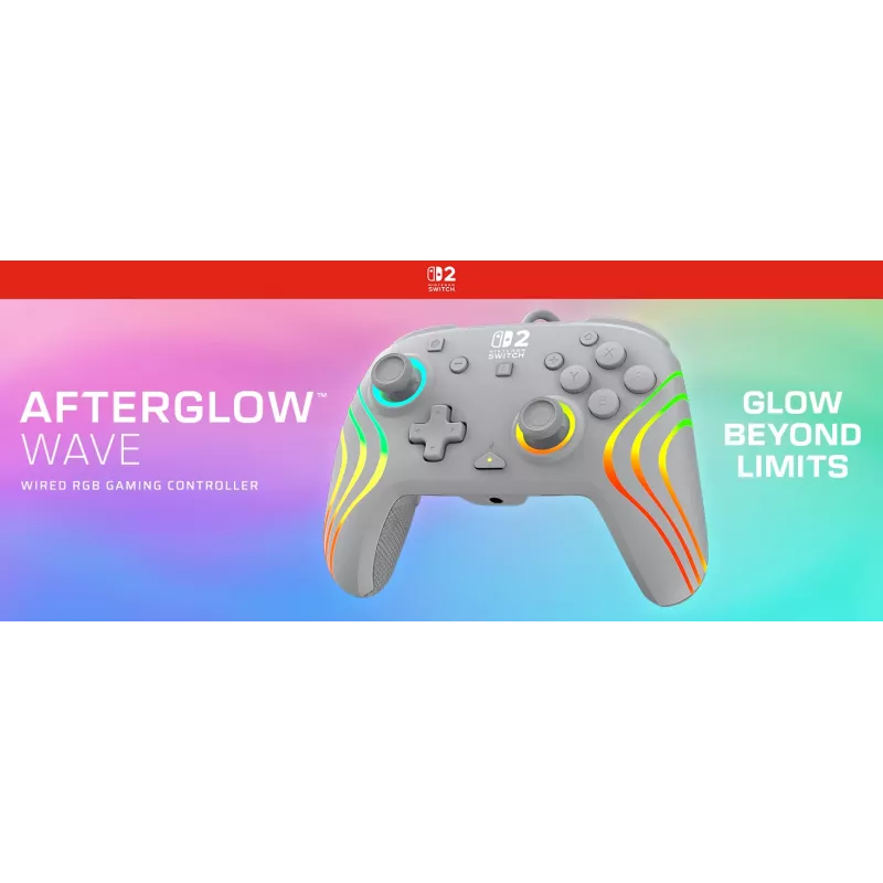 Vadu RGB spēļu kontrolieris Turtle Beach Afterglow Wave pelēkā krāsā — USB‑C, 3 m kabelis, paredzēts Nintendo Switch / Switch 2 / Switch OLED