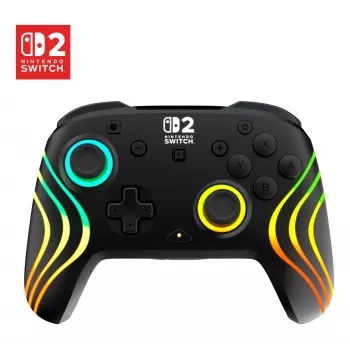 Bezvadu RGB spēļu kontrolieris Turtle Beach Afterglow Wave Melns priekš Nintendo Switch 2 — Bluetooth/USB-C, iebūvēta baterija 20 h, 3 m kabelis