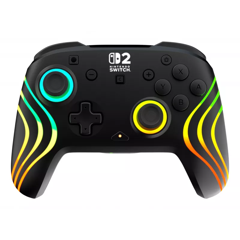 Bezvadu RGB spēļu kontrolieris Turtle Beach Afterglow Wave Melns priekš Nintendo Switch 2 — Bluetooth/USB-C, iebūvēta baterija 20 h, 3 m kabelis