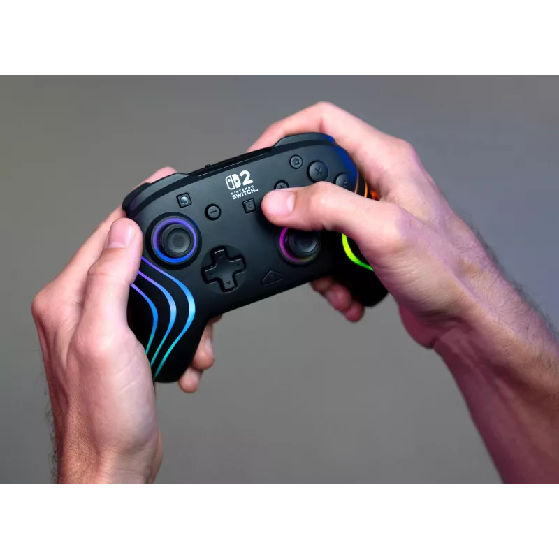 Bezvadu RGB spēļu kontrolieris Turtle Beach Afterglow Wave Melns priekš Nintendo Switch 2 — Bluetooth/USB-C, iebūvēta baterija 20 h, 3 m kabelis