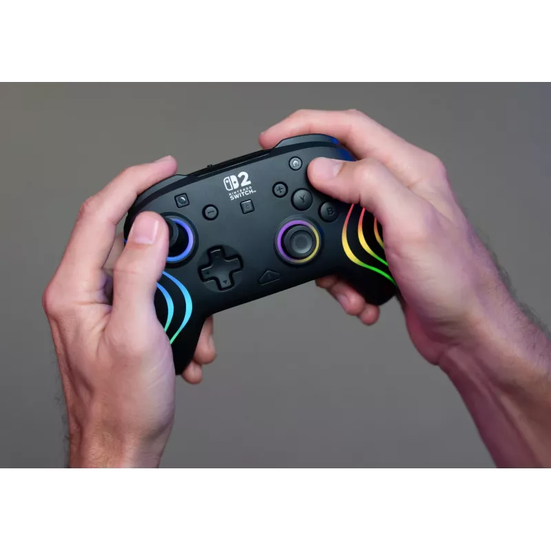 Bezvadu RGB spēļu kontrolieris Turtle Beach Afterglow Wave Melns priekš Nintendo Switch 2 — Bluetooth/USB-C, iebūvēta baterija 20 h, 3 m kabelis