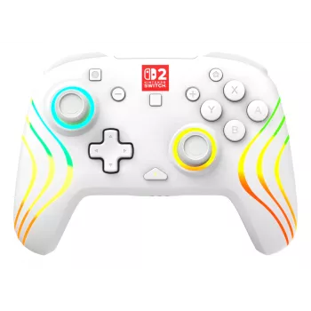 Bezvadu RGB spēļu kontrolieris Turtle Beach Afterglow Wave balta priekš Nintendo Switch 2, Bluetooth/USB-C, iebūvēta baterija 20h, 3m kabelis