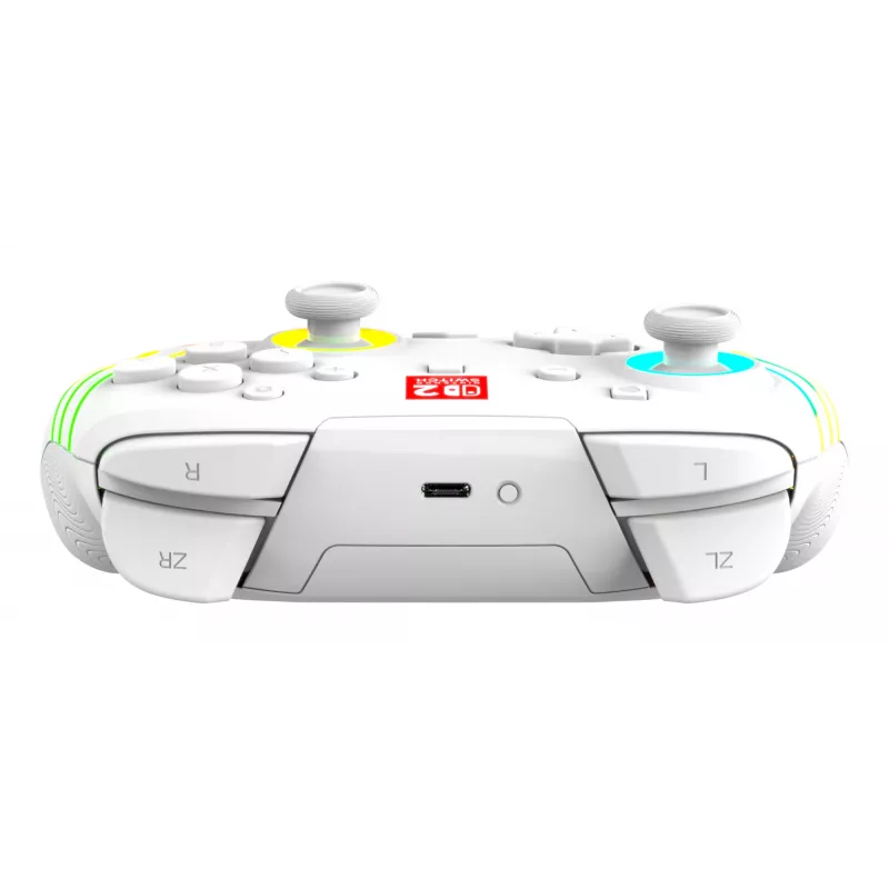 Bezvadu RGB spēļu kontrolieris Turtle Beach Afterglow Wave balta priekš Nintendo Switch 2, Bluetooth/USB-C, iebūvēta baterija 20h, 3m kabelis