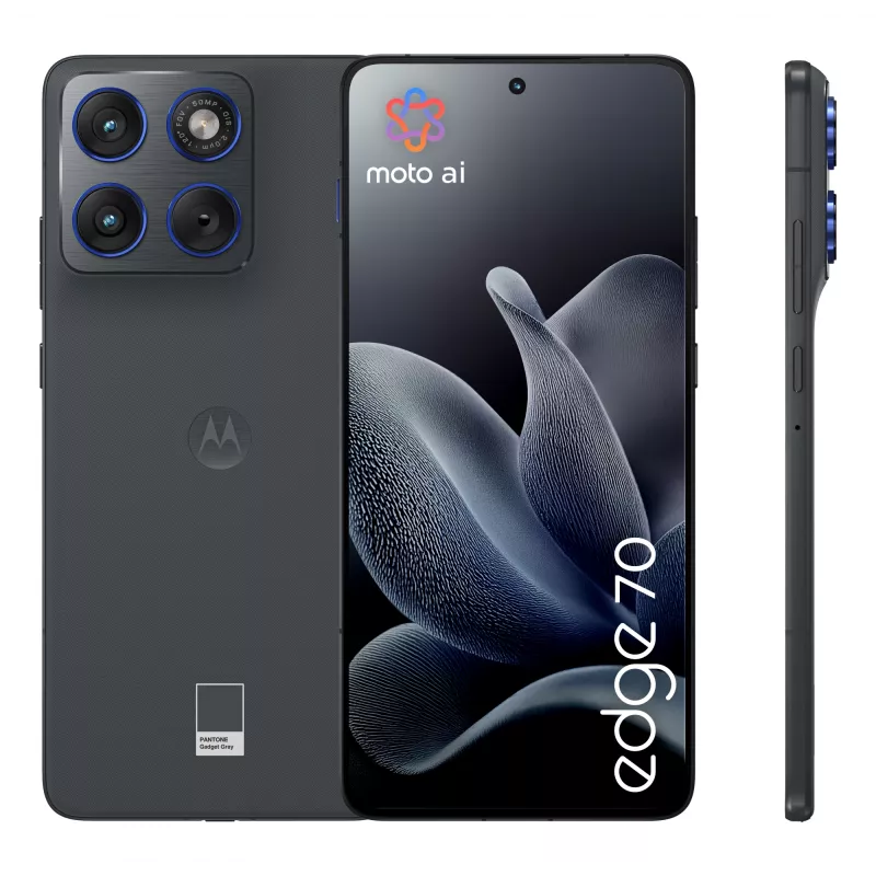 Viedtālrunis Motorola edge 70 — 6,7 collas (17 cm) OLED, Snapdragon 7 Gen 4, 8 GB RAM, 256 GB, Dual SIM, 5G, 4800 mAh, pelēks