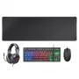 Mars Gaming 4-in-1 spēļu komplekts MCP-RGB3, vadu, USB, membrānas, RGB LED, melns, iekļauta pele