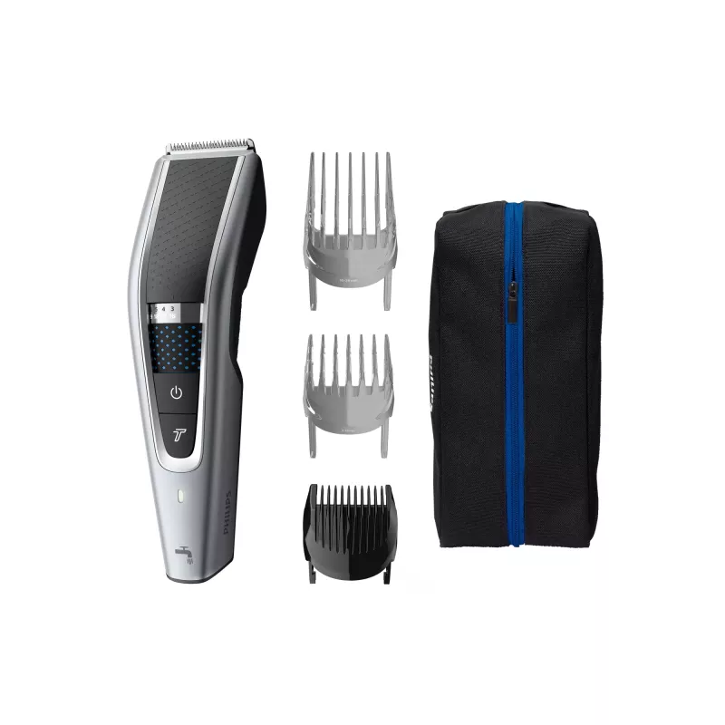 Matu trimmeris Philips 5000 series HC5630/15 — bezvada, 28 garuma pakāpes (0,5 mm–28 mm), 90 min darbības laiks, nerūsējošā tērauda asmeņi