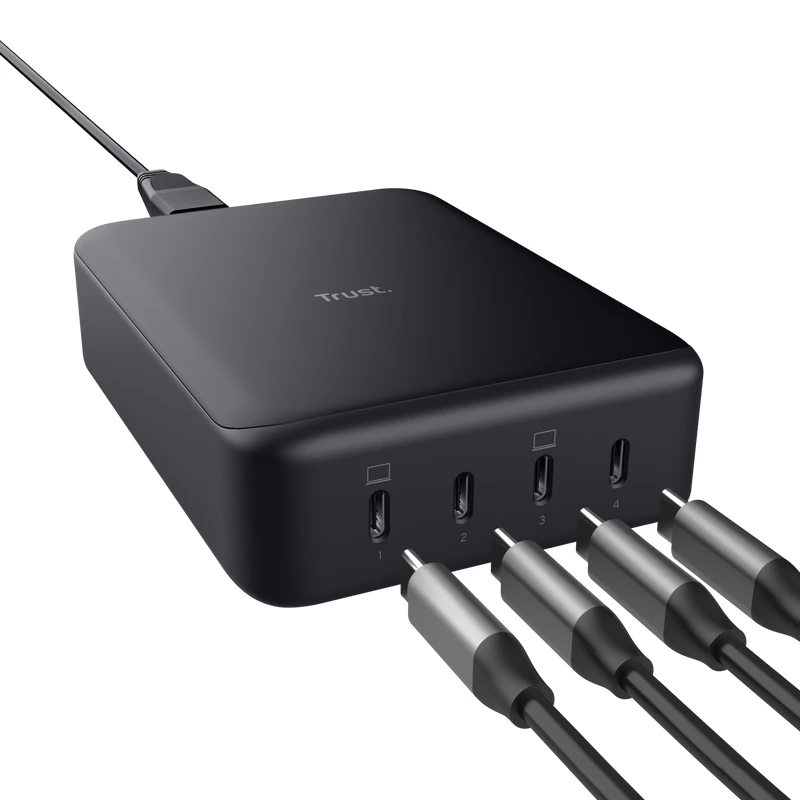 AC lādētājs Trust Maxo Melns 20V 4 USB Type-C ātrā uzlāde