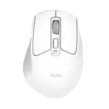 Bezvadu labās rokas biroja pele TRUST Niven — RF + Bluetooth, 3200 DPI, 7 pogas, ritenis, balta