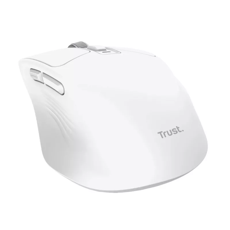 Bezvadu labās rokas biroja pele TRUST Niven — RF + Bluetooth, 3200 DPI, 7 pogas, ritenis, balta