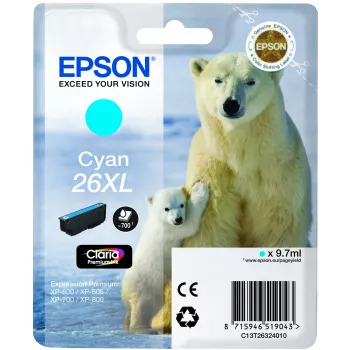 Epson Polar bear Singlepack ciāna 26XL Claria Premium Ink