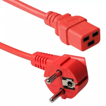 ACT Powercord strāvas savienotājs CEE 7/7 vīrišķais (leņķveida) - C19 sarkans 0,6 m