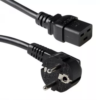 ACT Powercord tīkla savienotājs CEE 7/7 vīrišķais (leņķveida) - C19 melns 1,2 m
