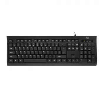 ACT biznesa tastatūra USB (Qwerty/US izkārtojums), pilna izmēra (100%), vadu, USB, membrānas, QWERTY, melna