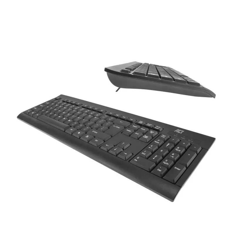 ACT biznesa tastatūra USB (Qwerty/US izkārtojums), pilna izmēra (100%), vadu, USB, membrānas, QWERTY, melna