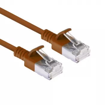 ACT brūns 1,5 m LSZH U/FTP CAT6A datu centra plānā pārlāpēšanas vads ar aizsargātiem RJ45 savienotājiem