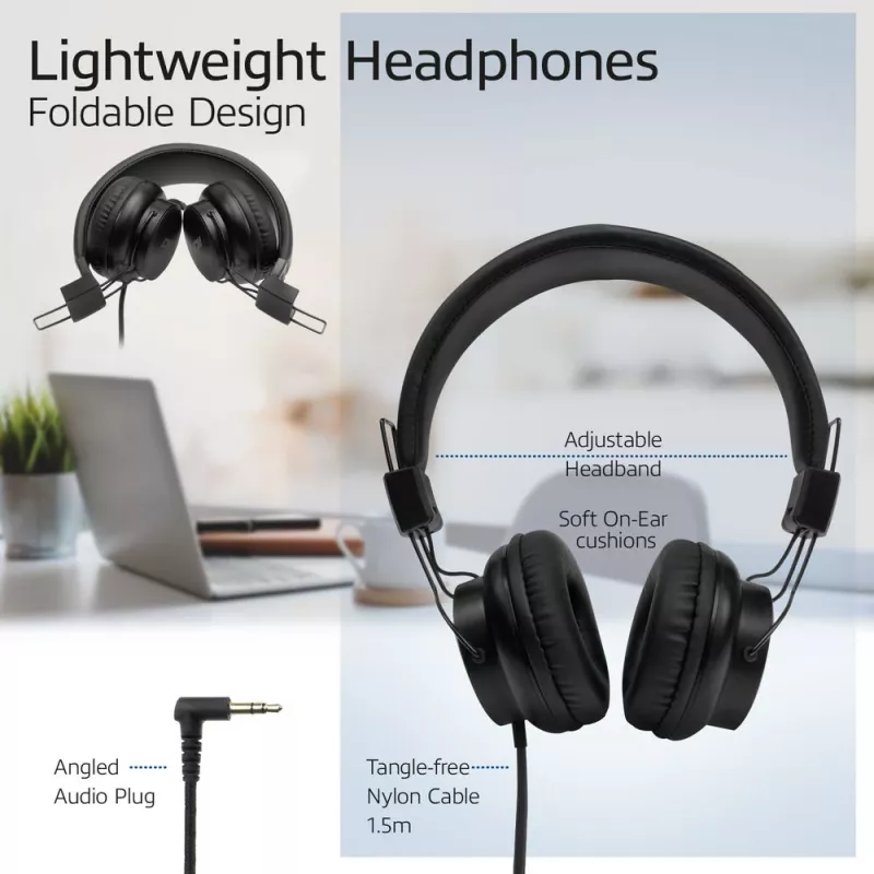 ACT Salokāmas stereo austiņas ar 3.5 mm audio ligzdu