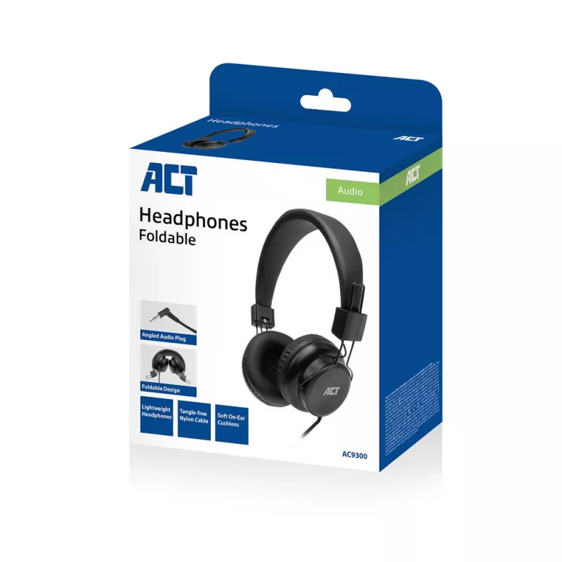 ACT Salokāmas stereo austiņas ar 3.5 mm audio ligzdu