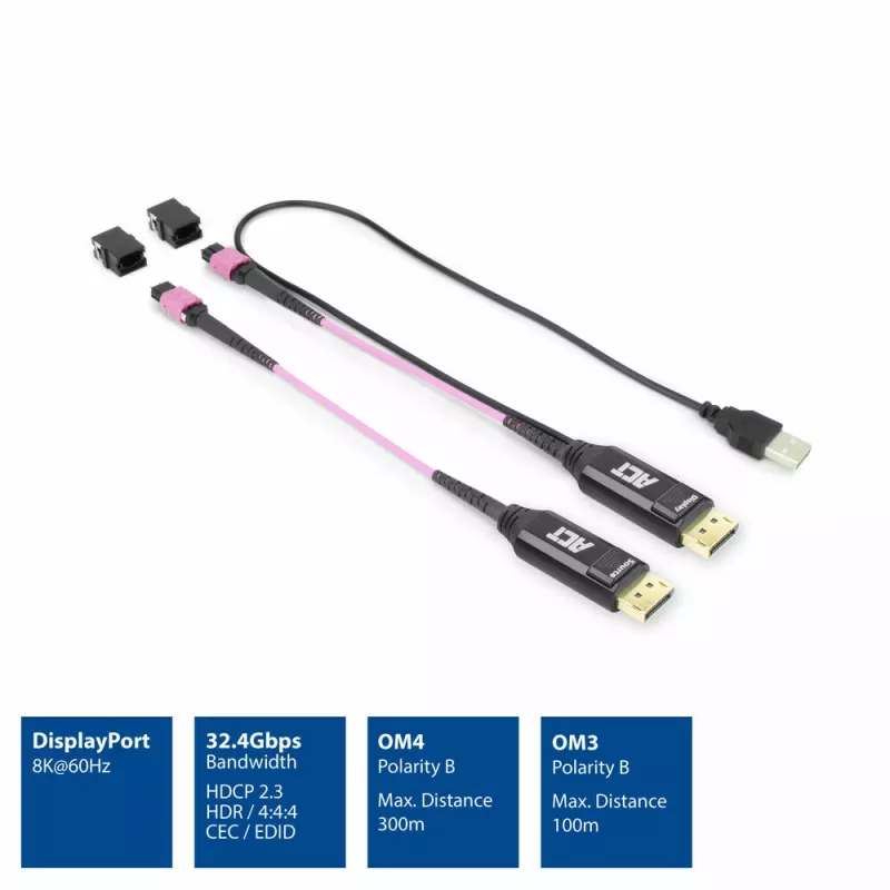 ACT DisplayPort uz MTP/MPO adapteru komplekts DisplayPort savienojuma pagarināšanai līdz 8K@60Hz