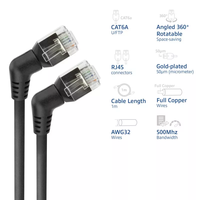 Tīkla kabelis ACT DD1901 Cat6 U/FTP (STP) 1 m RJ-45 melns