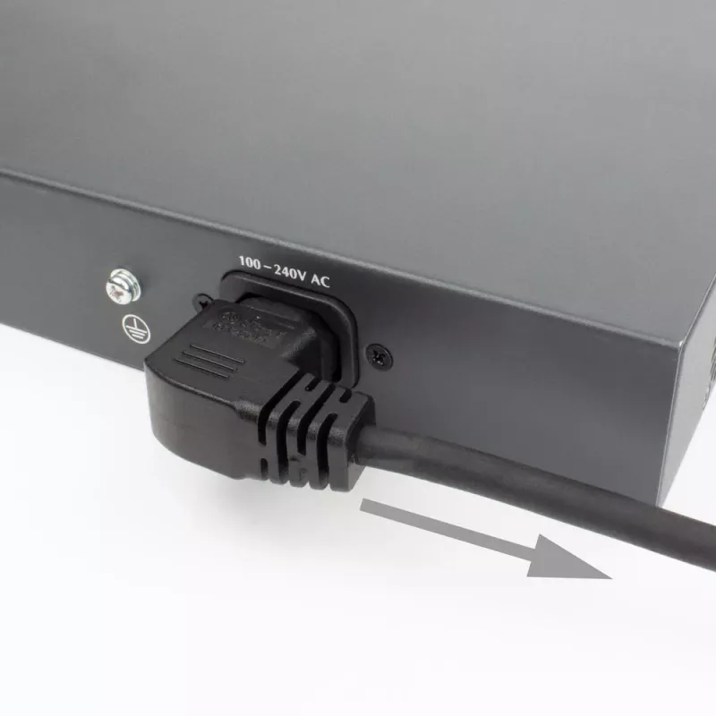 ACT barošanas vads C14 - C15 (leņķa pa labi) IEC60320 melns 0.6 m