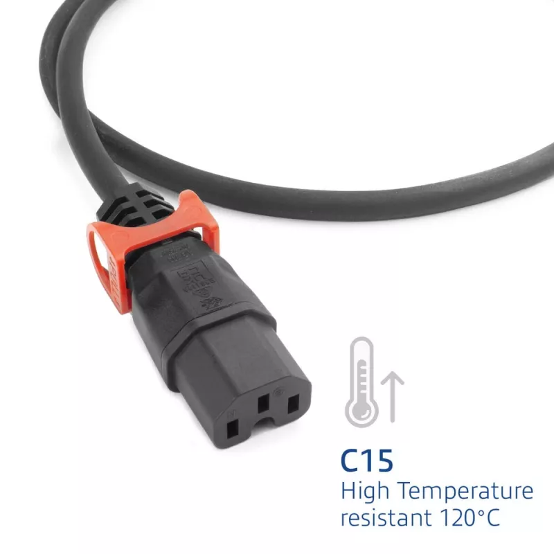 ACT barošanas vads C14 IEC Lock+ Dual Locking - C15 IEC Lock+ melns 2 m, PC3872