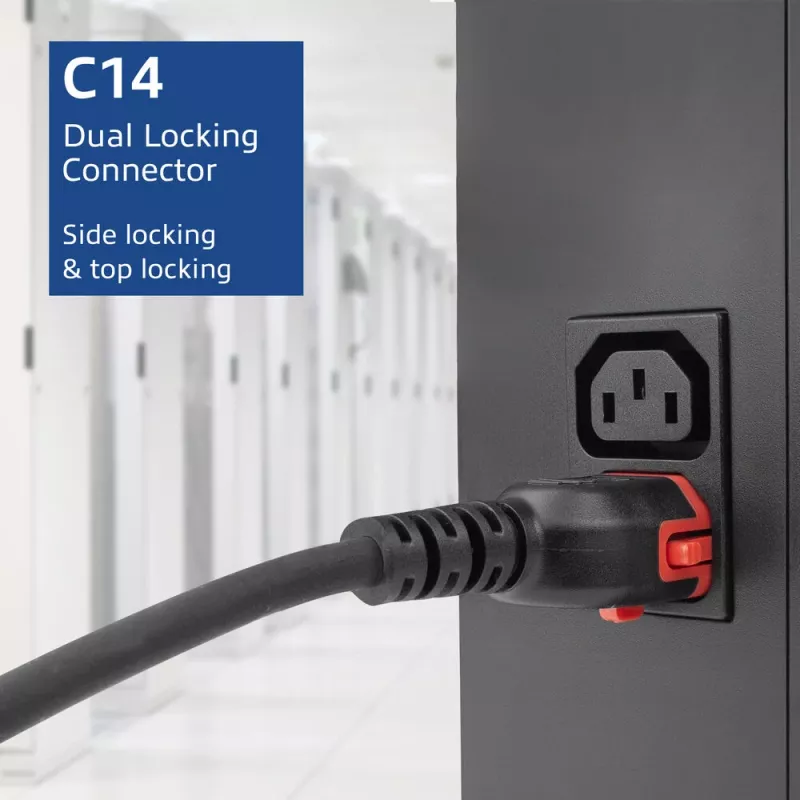 ACT barošanas vads C14 IEC Lock+ Dual Locking - C15 IEC Lock+ melns 2 m, PC3872