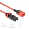 Powercord ACT C14 IEC Lock+ Dual Locking uz C15 IEC Lock+ sarkans, 3 m, 250V 10A