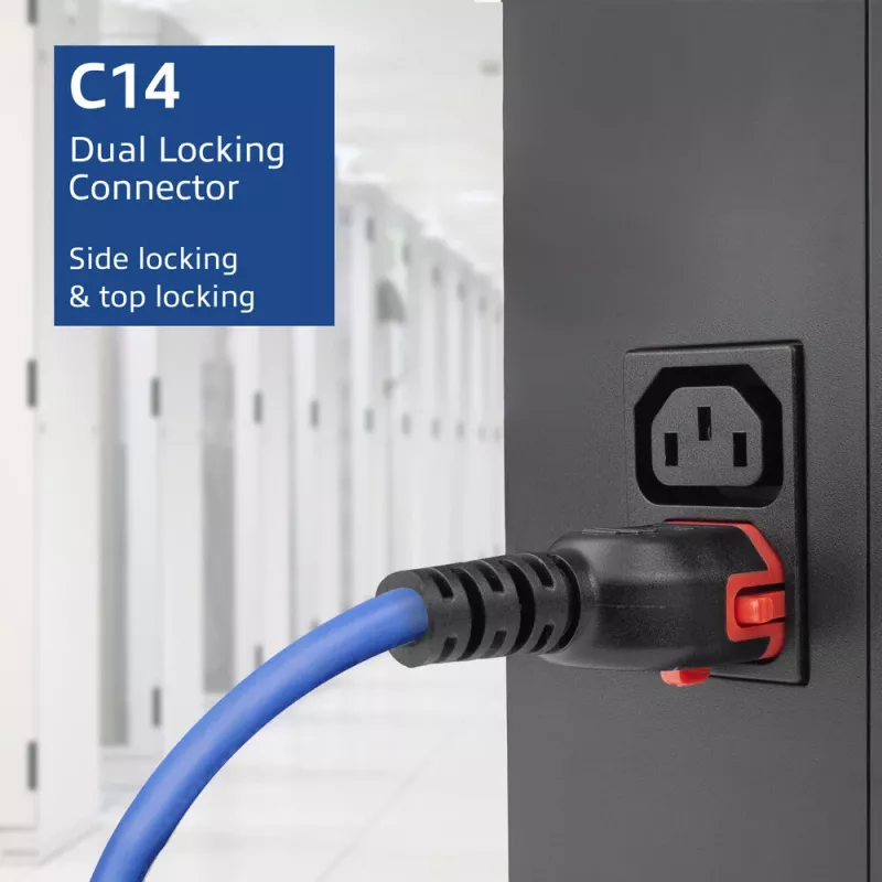ACT Powercord C14 IEC Lock+ Dual Locking - C15 IEC Lock+ zils 1 m, PC3870