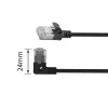 ACT Melns 1 m U/FTP CAT6A LSZH plāns komutācijas kabelis ar RJ45 savienotājiem 90° leņķī pa kreisi uz taisnu