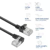 ACT melns 0,15 m U/FTP CAT6A LSZH plāns komutācijas kabelis ar RJ45 savienotājiem 90° leņķī pa kreisi pret taisnu