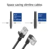 ACT melns 0,15 m U/FTP CAT6A LSZH plāns komutācijas kabelis ar RJ45 savienotājiem 90° leņķī pa kreisi pret taisnu