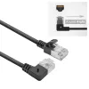 ACT melns 0,5 m U/FTP CAT6A LSZH plāns komutācijas kabelis ar RJ45 savienotājiem 90° leņķveida pa labi – taisns