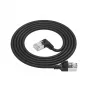 ACT melns 3 m U/FTP CAT6A LSZH plāns komutācijas kabelis ar RJ45 savienotājiem - 90° leņķī pa labi pret taisnu
