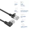 ACT melns 3 m U/FTP CAT6A LSZH plāns komutācijas kabelis ar RJ45 savienotājiem - 90° leņķī pa labi pret taisnu