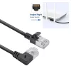 ACT melns 3 m U/FTP CAT6A LSZH plāns komutācijas kabelis ar RJ45 savienotājiem - 90° leņķī pa labi pret taisnu