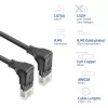 ACT melns 3 metru U/UTP CAT6A LSZH plānā komutācijas kabelis ar RJ45 savienotājiem 90° leņķī uz leju – 90° leņķī uz leju